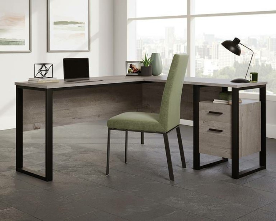 Desks * | Hot Selling Rock Glen L-Desk Mystic Oak Sauder 433236