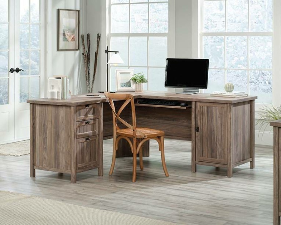 Desks * | Less Expensive Costa L-Desk Ww A2 In Washed Walnut Sauder 428728