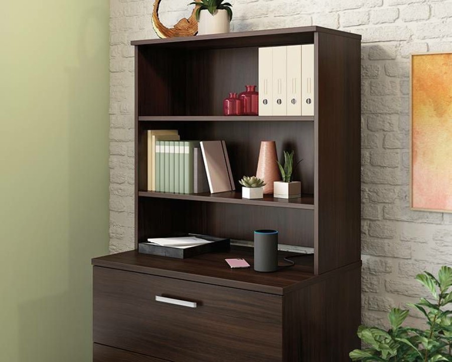 Storage Credenza * | Latest Fashion Affirm 2-Shelf File Cabinet Hutch In Noble Elm Sauder 427447