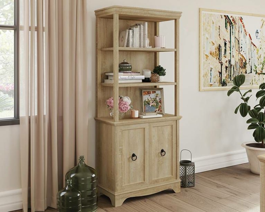 Bookcases & Shelves * | Shop Orchard Oak 5-Shelf Bookcase With Doors Sauder 425124