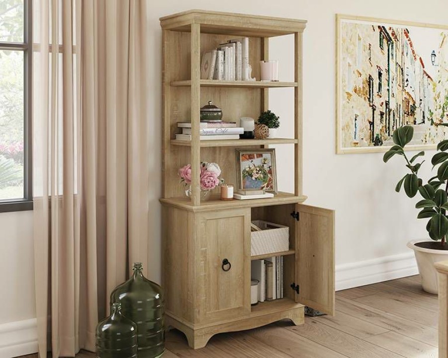 Bookcases & Shelves * | Shop Orchard Oak 5-Shelf Bookcase With Doors Sauder 425124