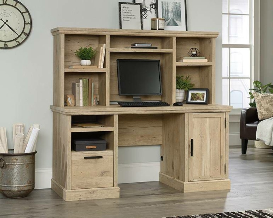 Desks * | Clearance Sale Aspen Post Computer Hutch Pmo In Prime Oak Sauder 427027