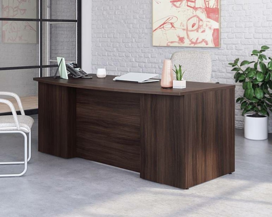 Desks * | Top Selling 72 Bowfront Executive Office Desk In Noble Elm Sauder 427471