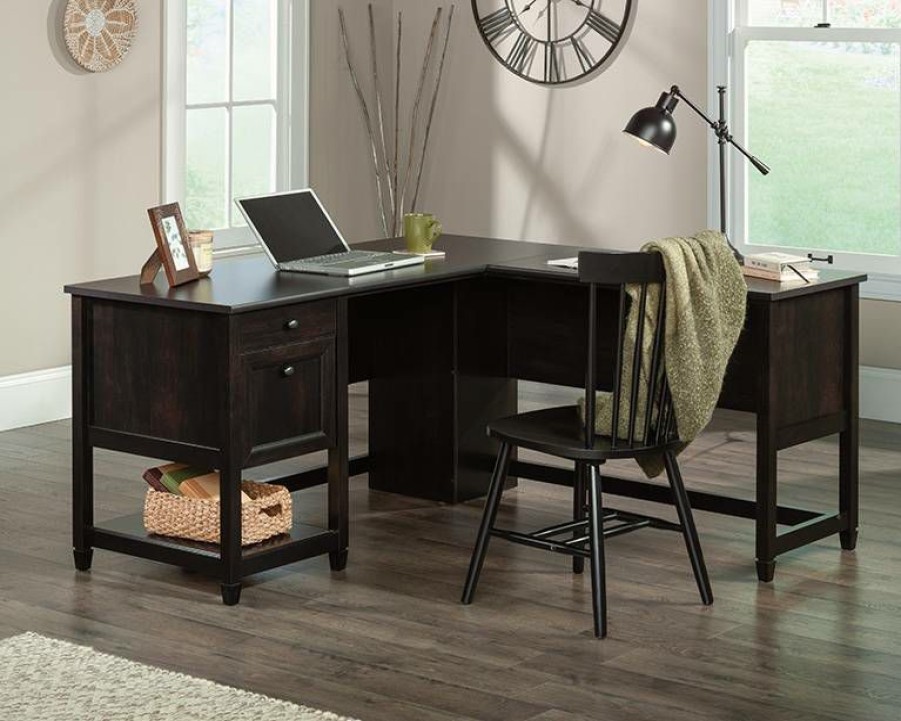 Desks * | Original Edge Water L-Shaped Home Office Desk With Drawers Sauder 431582