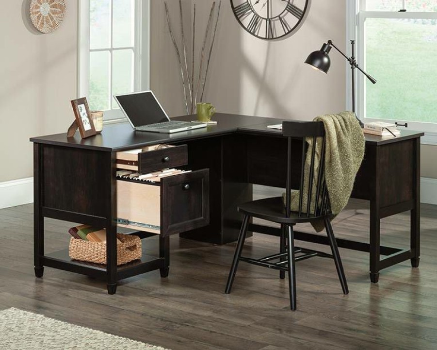 Desks * | Original Edge Water L-Shaped Home Office Desk With Drawers Sauder 431582