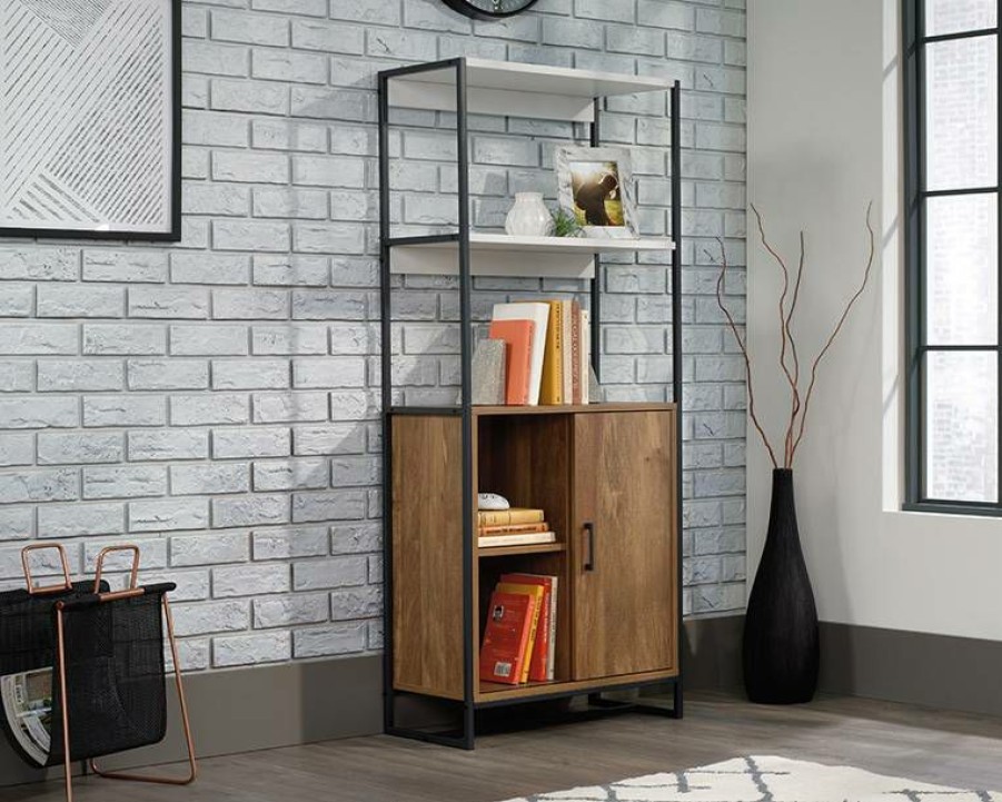 Bookcases & Shelves * | Reliable Quality Modern Open Shelf Bookcase With Door Sauder 427971