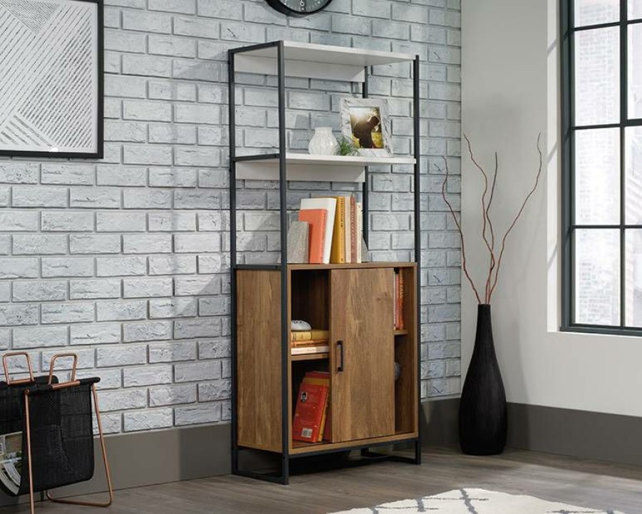 Bookcases & Shelves * | Reliable Quality Modern Open Shelf Bookcase With Door Sauder 427971