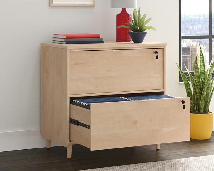 Filing Cabinets * | Special Style Clifford Place 2-Drawer Lateral File Cabinet In Natural Maple Sauder 433359