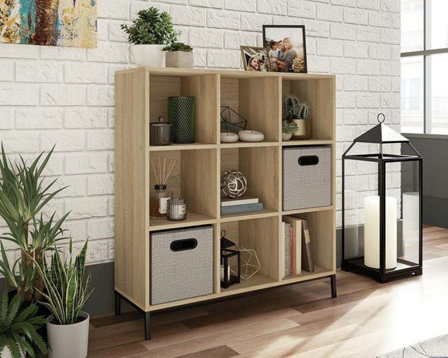 Bookcases & Shelves * | Promotion 9 Cube Cubby Bookcase In Charter Oak Finish Sauder 427303