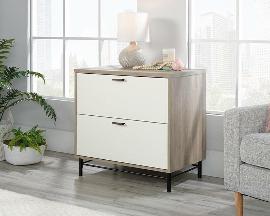 Filing Cabinets * | Best Quality Wood Lateral File Cabinet With White Accents Sauder 427346