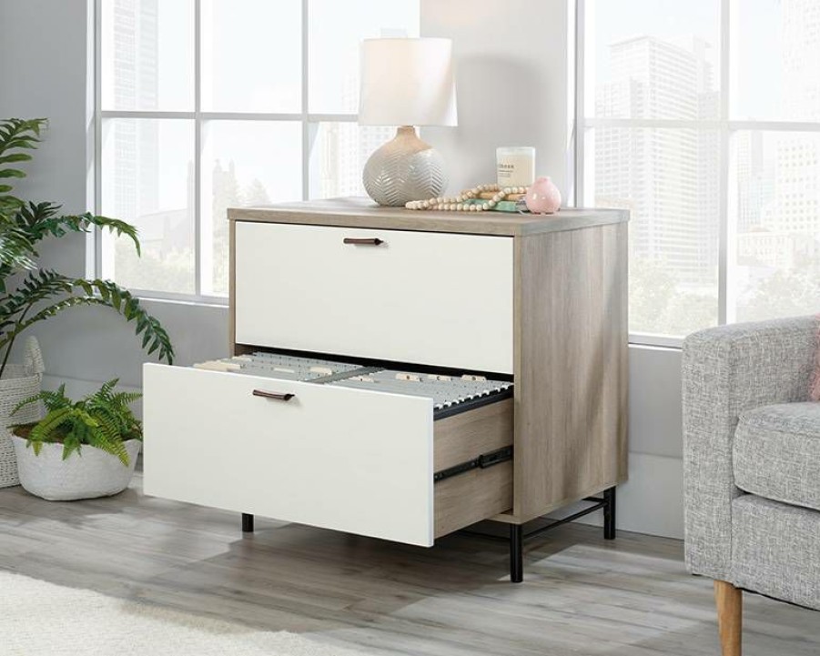 Filing Cabinets * | Best Quality Wood Lateral File Cabinet With White Accents Sauder 427346