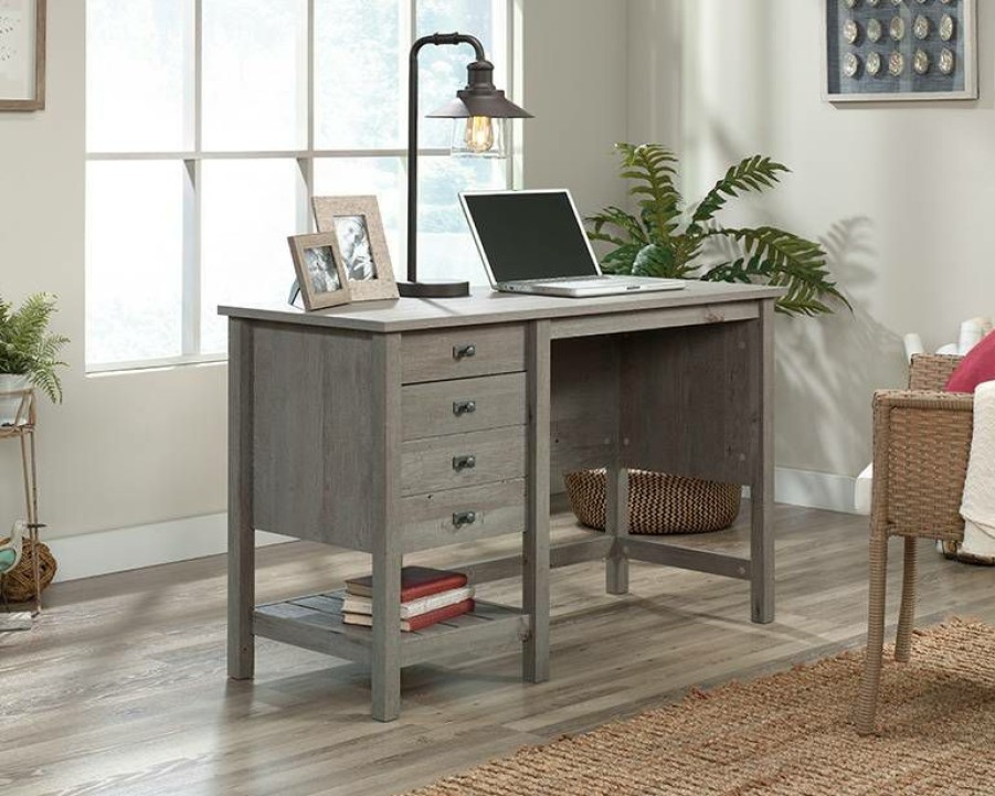 Desks * | Large Choice Coastal Single Pedestal Desk With Storage Sauder 427308