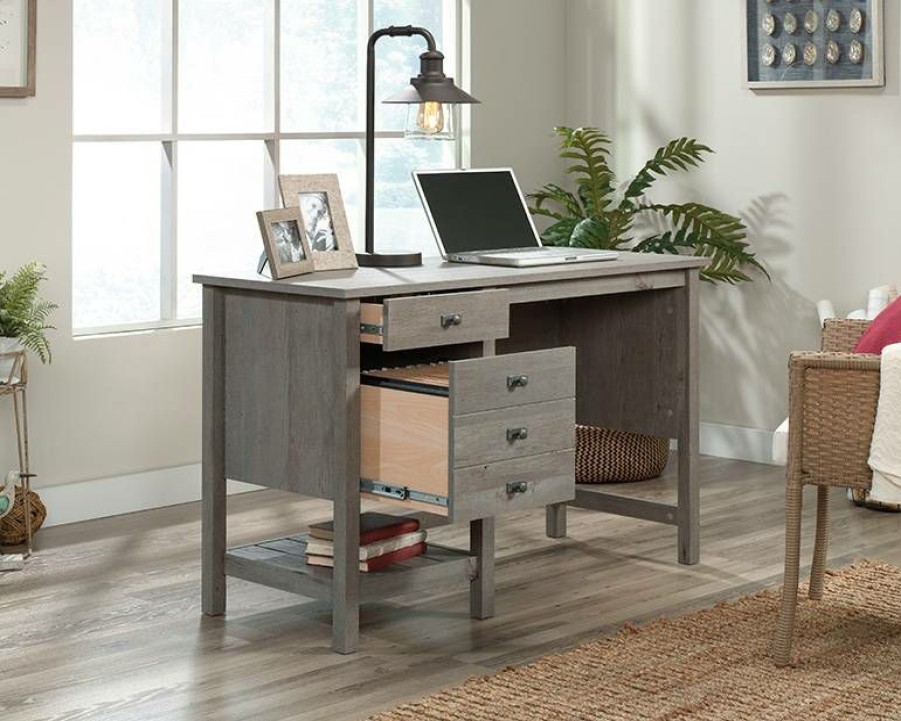 Desks * | Large Choice Coastal Single Pedestal Desk With Storage Sauder 427308