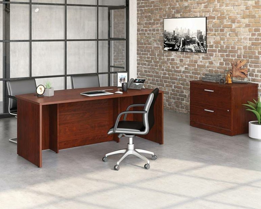 Desks * | Clearance Sale Affirm 72 X 36 Bowfront Desk With Lateral File Sauder 430225