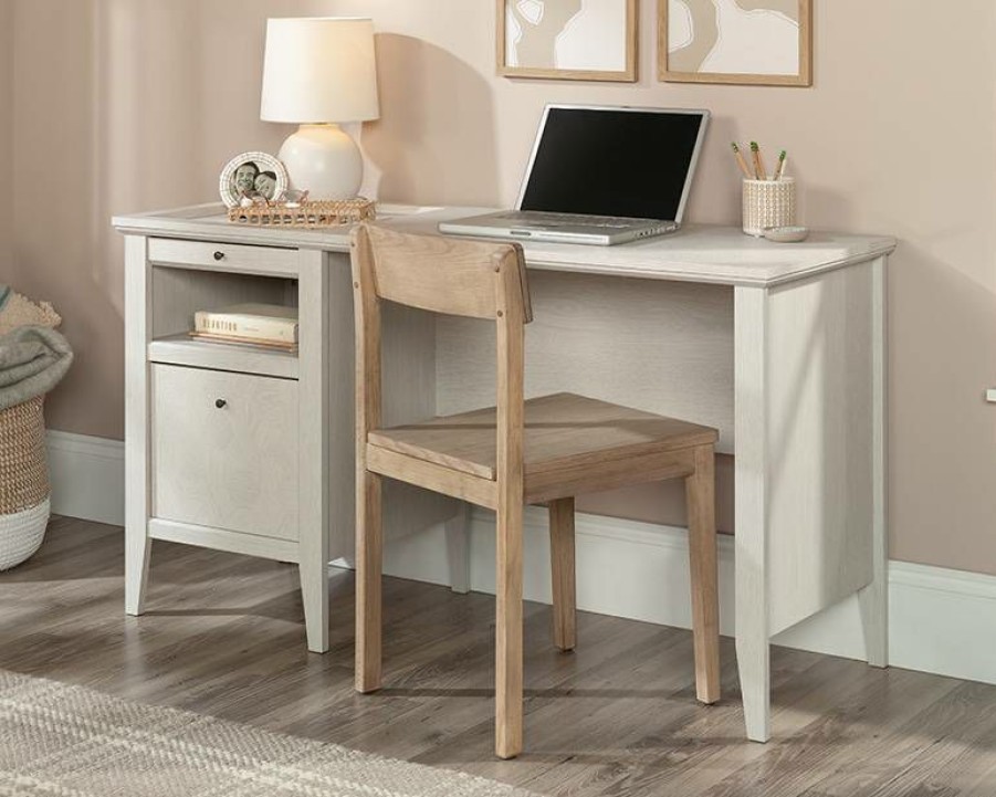 Desks * | Best Quality Larkin Ledge Single Pedestal Desk With Drawer In Glacier Oak Sauder 433624