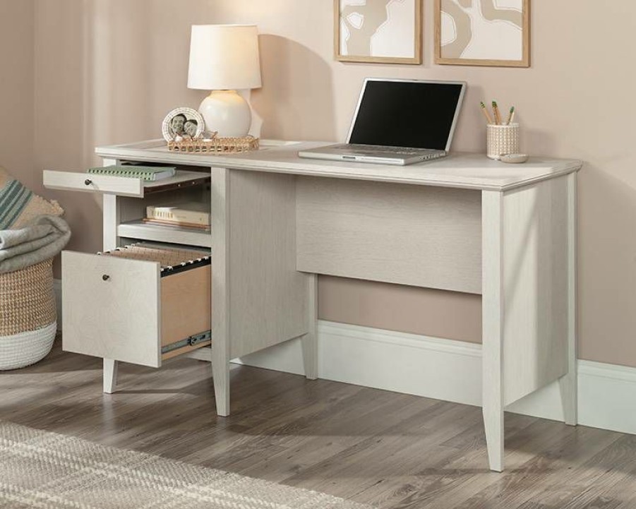 Desks * | Best Quality Larkin Ledge Single Pedestal Desk With Drawer In Glacier Oak Sauder 433624