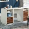 Desks * | Store Double Ped Desk In Pearl Oak & Acacia Sauder 430785