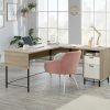 Desks * | Fashion Oak Finish L-Shaped Desk With White Accents Sauder 427707