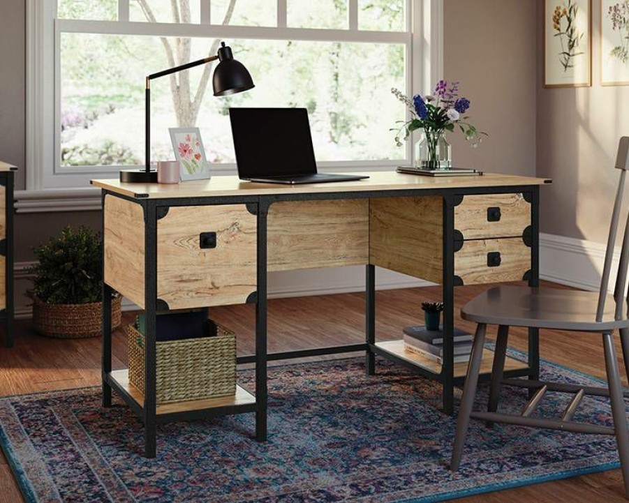 Desks * | Best Quality Milled Mesquite Small Desk With Drawers Sauder 427653