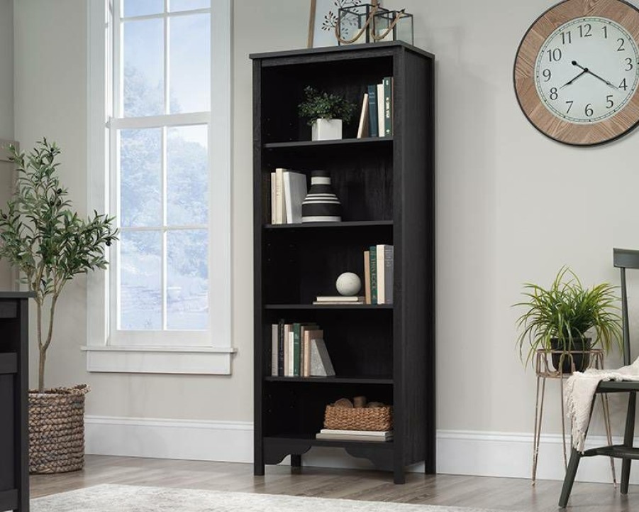 Bookcases & Shelves * | Reliable Quality Dawson Trail 5-Shelf Display Bookcase In Raven Oak Sauder 427418