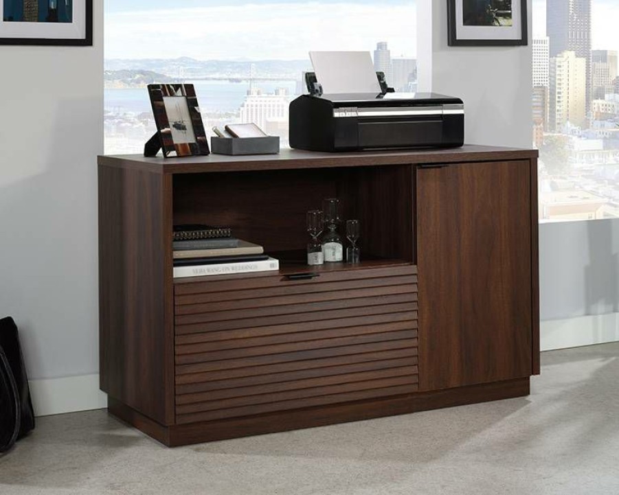 Storage Credenza * | Low Price Palo Alto Office Storage Cabinet In Spiced Mahogany Sauder 427825