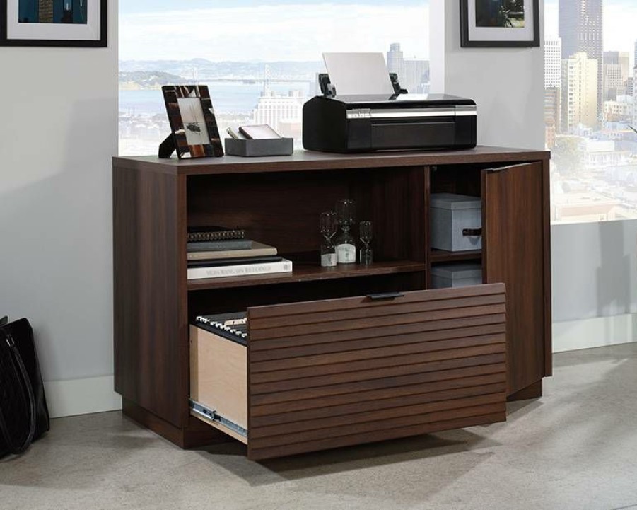 Storage Credenza * | Low Price Palo Alto Office Storage Cabinet In Spiced Mahogany Sauder 427825