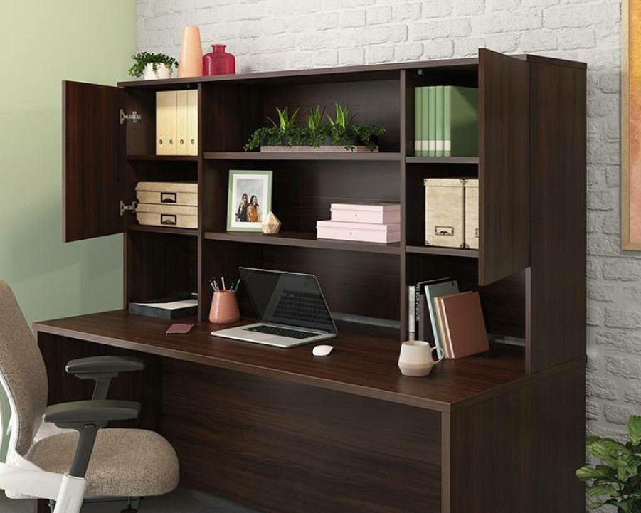 Desks * | Less Expensive Affirm Commercial Desktop Hutch In Noble Elm Sauder 427448