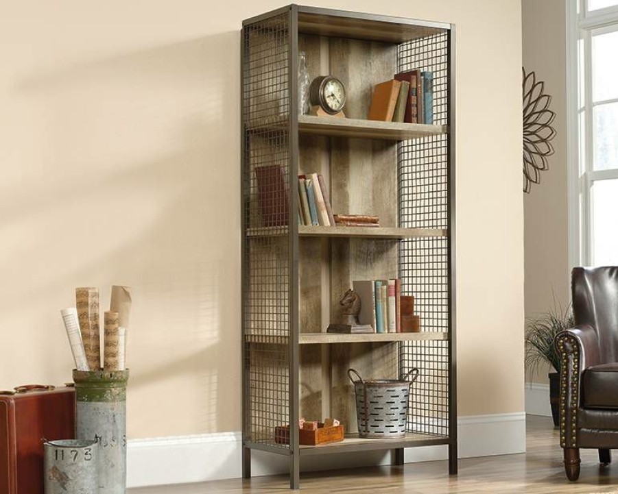 Bookcases & Shelves * | Top Selling Carson Forge Tall Bookcase In Lintel Oak Sauder 422134