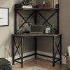 Desks * | Clearance Steel River Corner Computer Desk And Hutch In Carbon Oak Sauder 429622