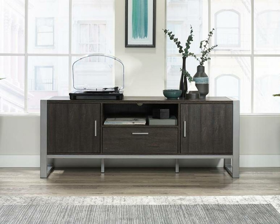 Storage Credenza * | New Arrivals Rock Glen Credenza In Blade Walnut Sauder 425771