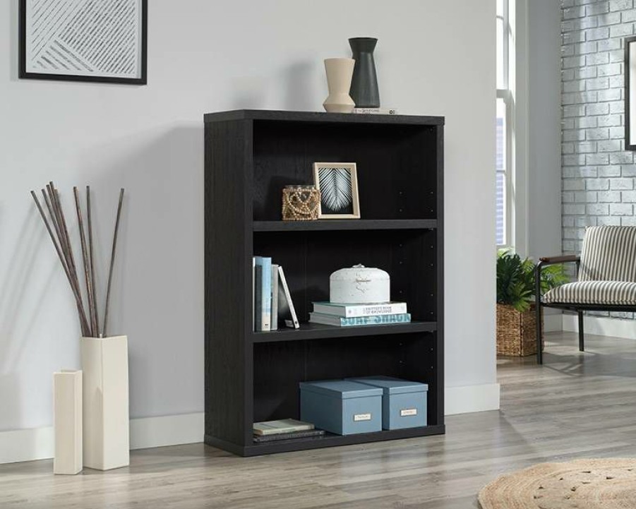 Bookcases & Shelves * | Clearance Miscellaneous Storage 3-Shelf Display Bookcase In Raven Oak Sauder 427265