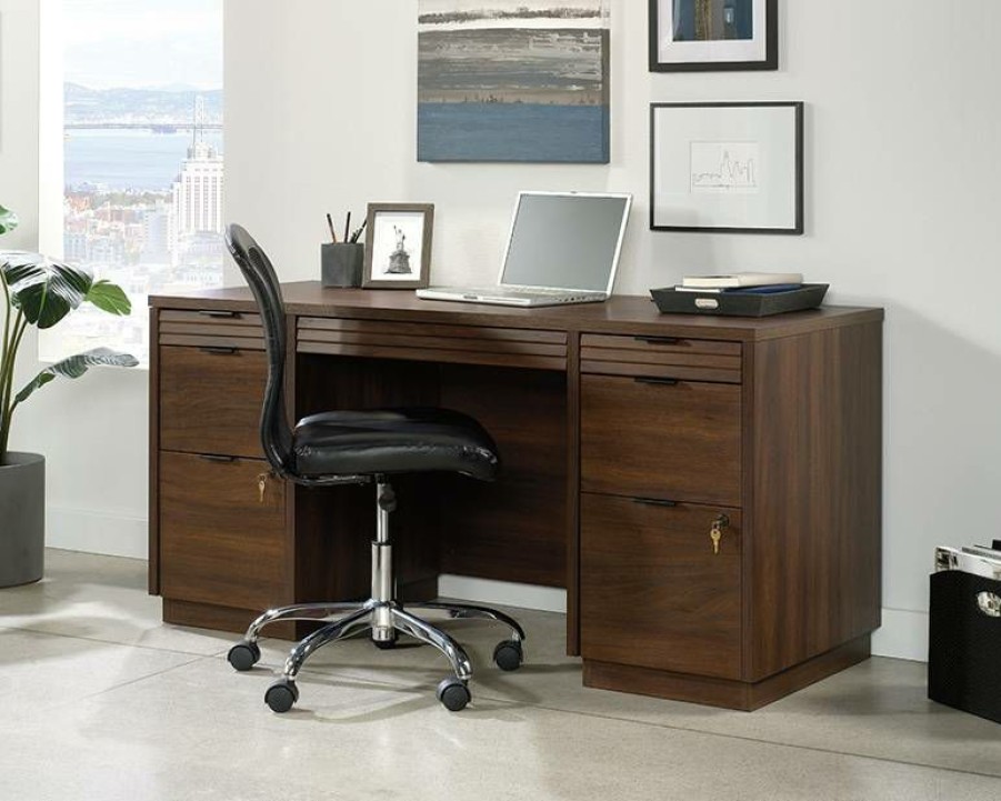 Storage Credenza * | Special Style Palo Alto Office Credenza In Spiced Mahogany Finish Sauder 427791