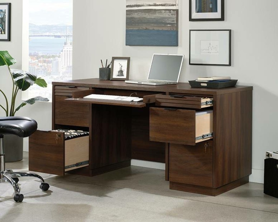 Storage Credenza * | Special Style Palo Alto Office Credenza In Spiced Mahogany Finish Sauder 427791