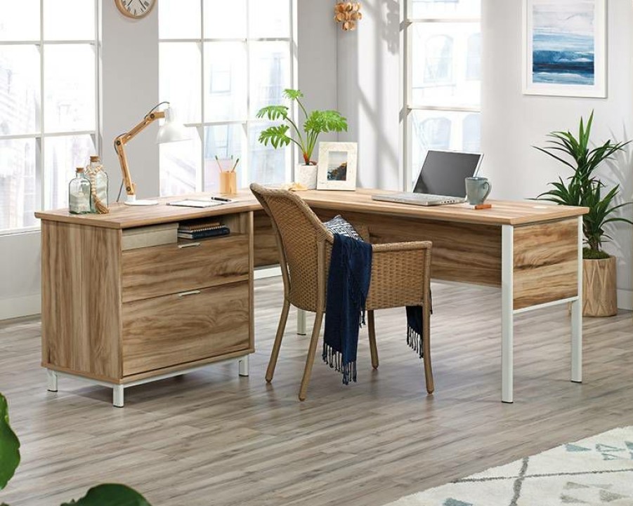 Desks * | New Modern L-Shaped Desk In Kiln Acacia Sauder 427478