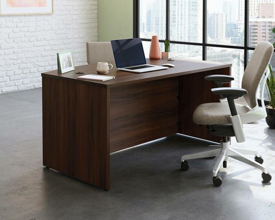 Desks * | Reliable Quality 60 Bowfront Executive Desk In Noble Elm Sauder 427445