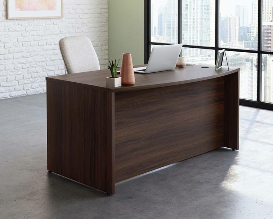 Desks * | Reliable Quality 60 Bowfront Executive Desk In Noble Elm Sauder 427445