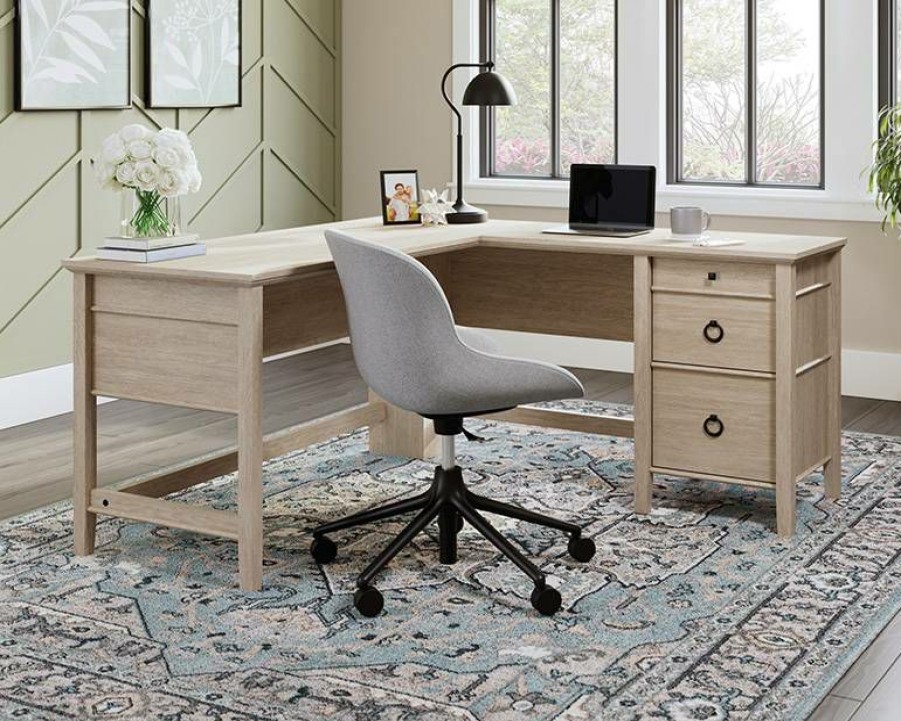 Desks * | Large Choice East Adara L-Shaped Computer Desk In Cascade Oak Sauder 429772