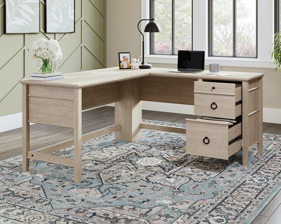 Desks * | Large Choice East Adara L-Shaped Computer Desk In Cascade Oak Sauder 429772