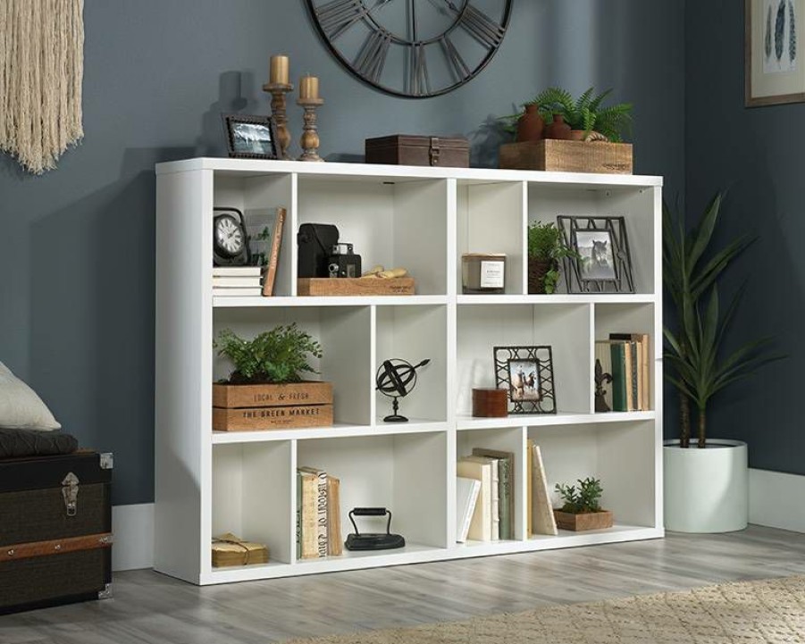 Bookcases & Shelves * | Best Price Short Cubby Display Bookcase In White Finish Sauder 427266