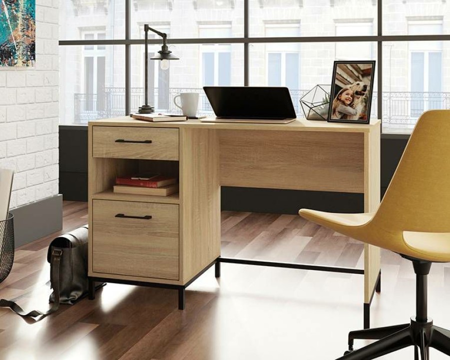 Desks * | Outlet Pedestal Home Office Desk With Drawers Sauder 427256