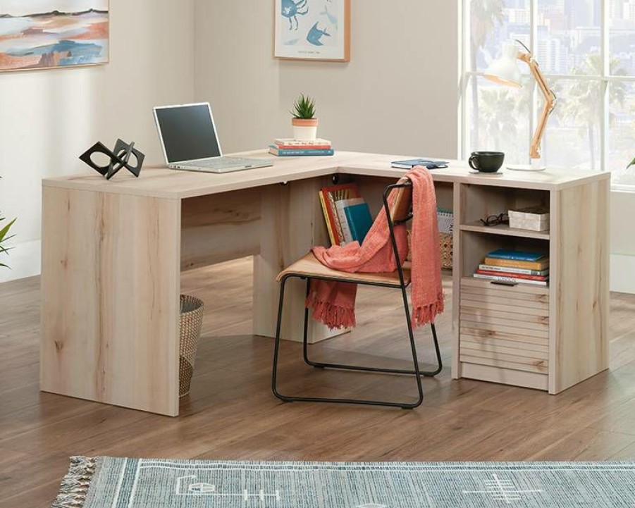 Desks * | Hot Selling Harvey Park L-Shaped Home Office Desk In Pacific Maple Sauder 433260