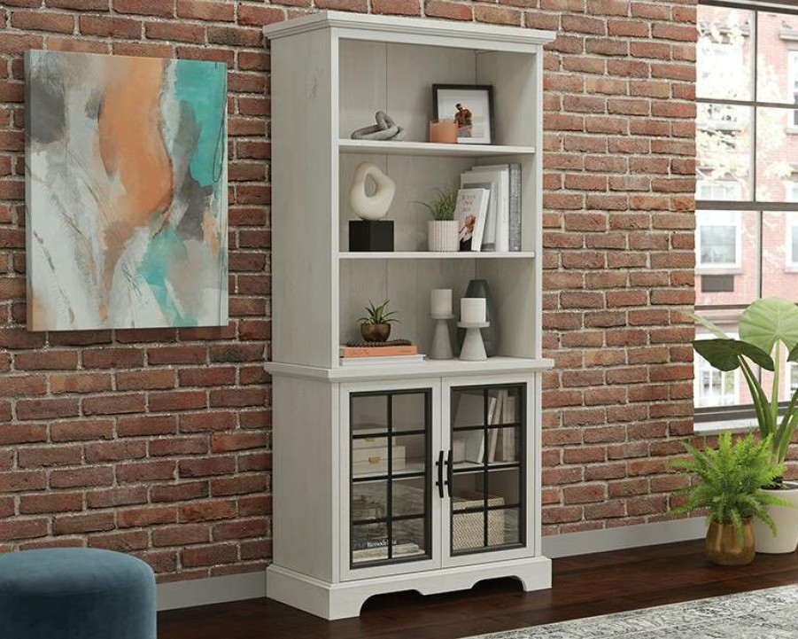 Bookcases & Shelves * | Shop 5-Shelf Bookcase With Doors In Winter Oak Sauder 429545