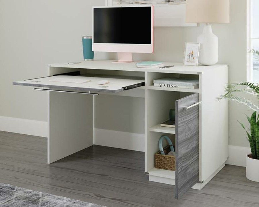 Desks * | Classical Vista Key Single Pedestal Computer Desk With Storage Sauder 430881