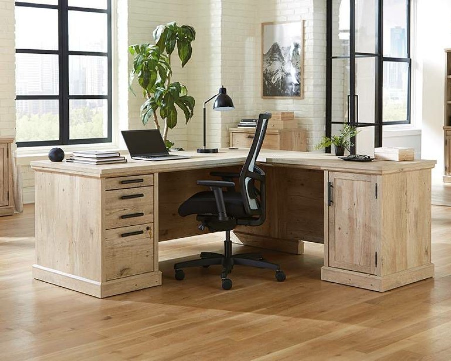 Desks * | Hot Selling Mason Peak 72 L-Shaped Commercial Office Desk In Prime Oak Sauder 427807