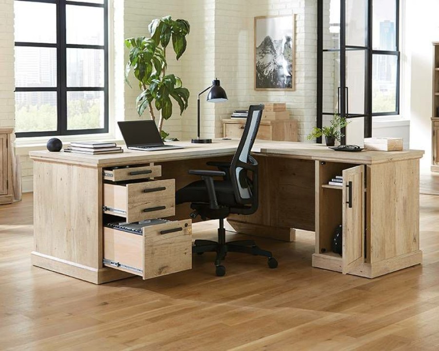 Desks * | Hot Selling Mason Peak 72 L-Shaped Commercial Office Desk In Prime Oak Sauder 427807