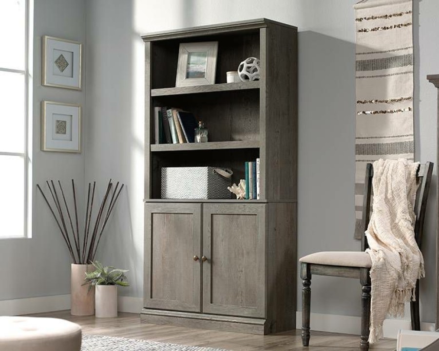 Bookcases & Shelves * | Classical 5 Shelf Bookcase W/ Doors In Mytic Oak Sauder 426418