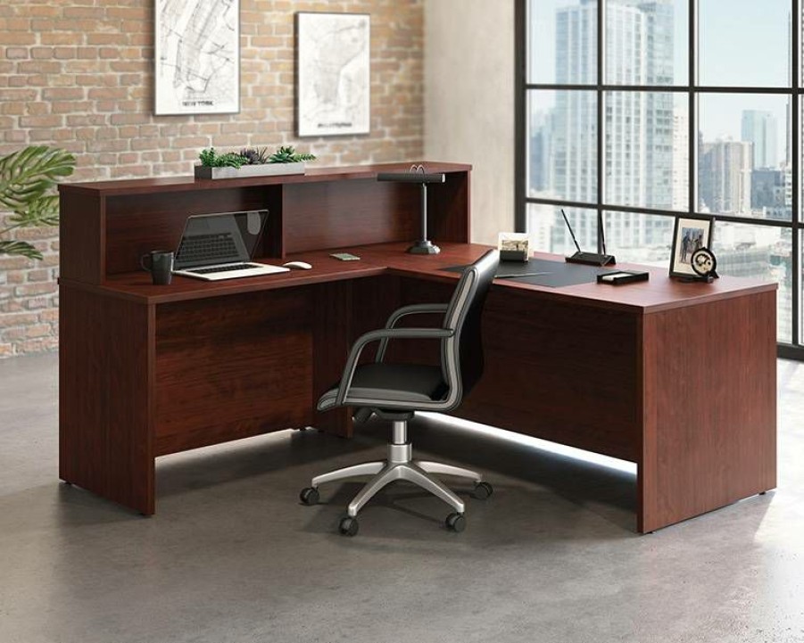 Desks * | Best Quality Affirm Reception Desktop Hutch In Classic Cherry Sauder 426466