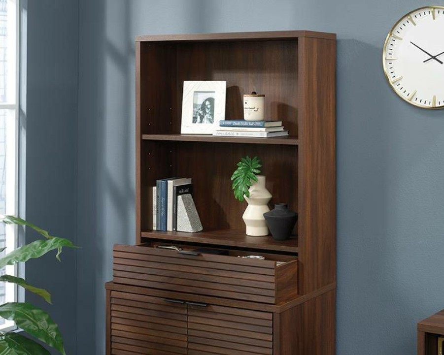 Desks * | Fashionable Englewood Library Hutch Spm In Spiced Mahogany Sauder 426910