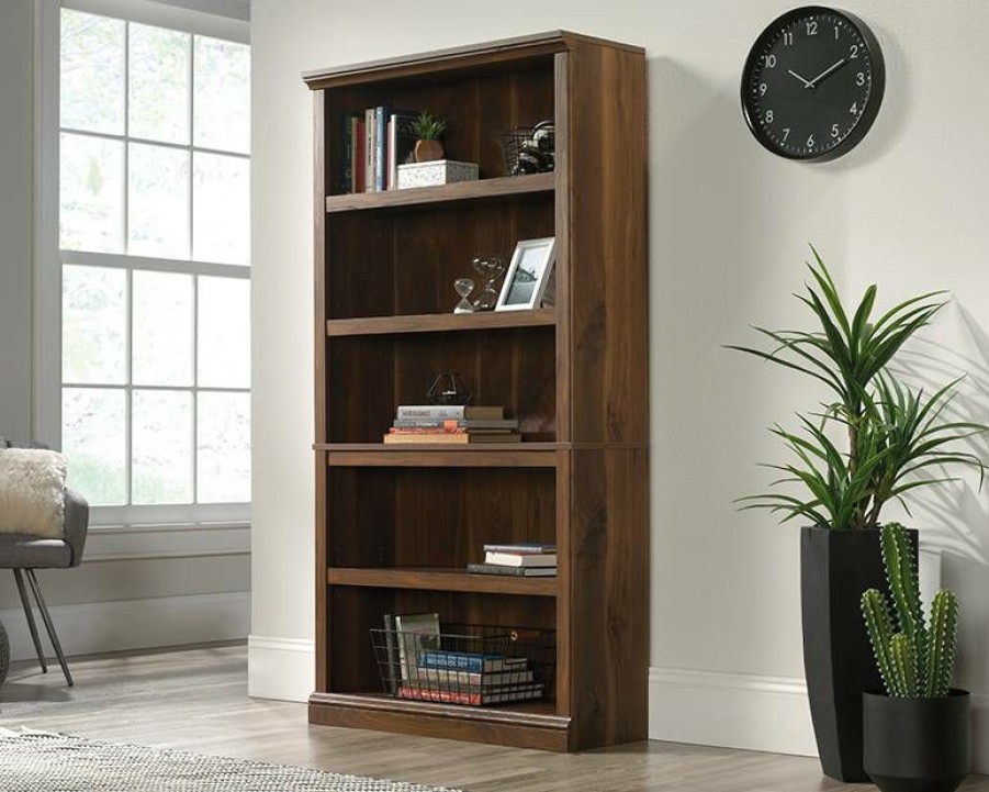 Bookcases & Shelves * | Best Quality 5 Shelf Bookcase In Grand Walnut Sauder 426424