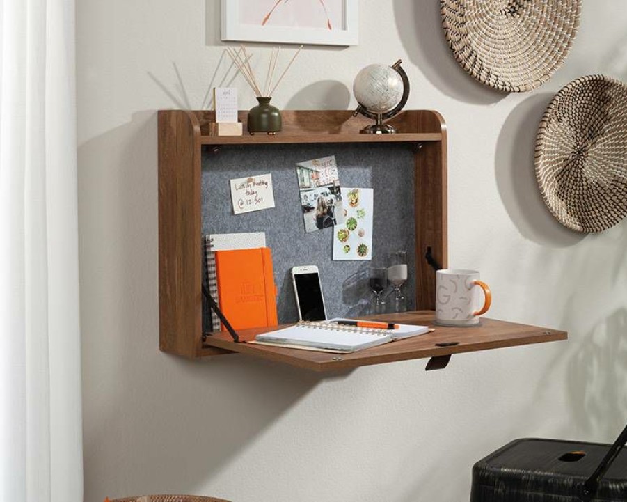 Desks * | Reliable Quality Wall-Mounted Floating Desk In Sindoori Mango Sauder 431223